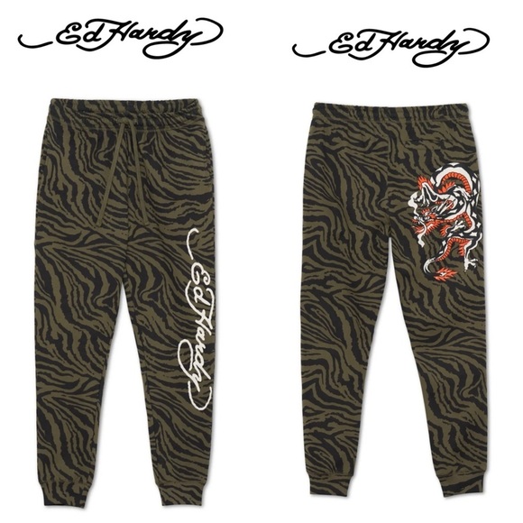 Ed Hardy Other - Ed Hardy Men’s Zebra Camo Jogger Sweatpants